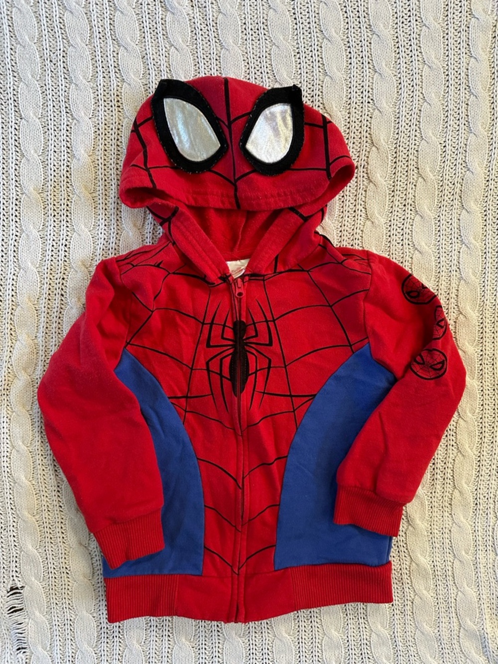 Marvel Red and Blue Spider-Man Kids Zip-Up Hoodie with Masked Hood